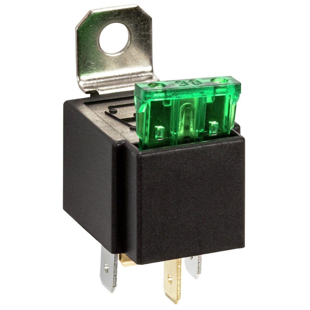 Pārslēgšanas relejs 4-pin 24v 30a ar drošinātāju