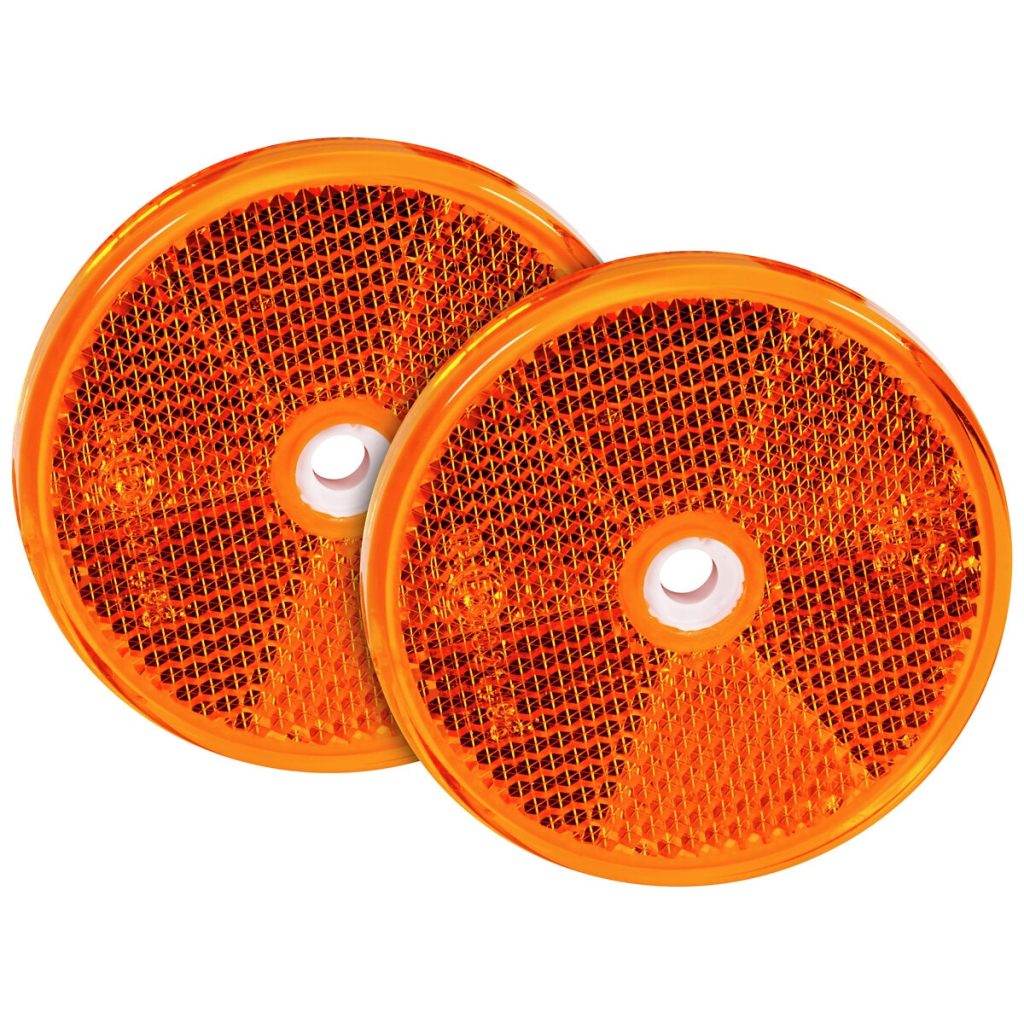 Atstarotājs dzeltens apaļš 61 mm montāžas caurumi 2 gab.