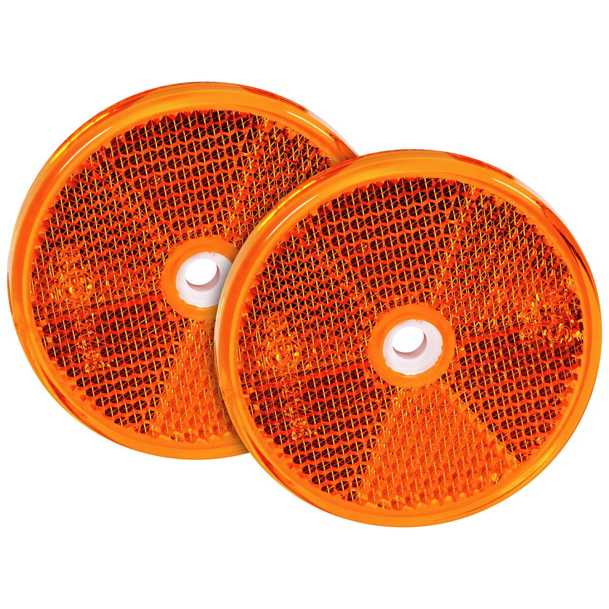 Atstarotājs dzeltens apaļš 61 mm montāžas caurumi 2 gab.