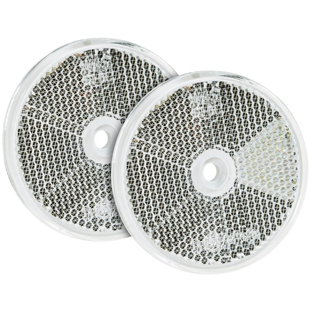 Atstarotāja balts apaļš 61 mm montāžas caurumi 2 gab.