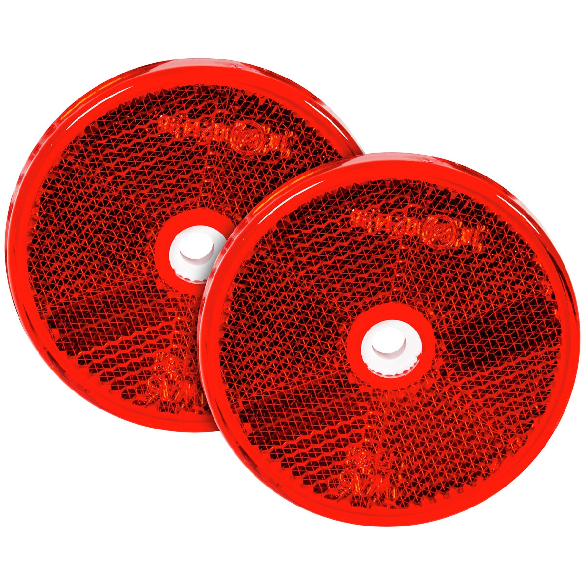 Atstarotājs sarkans apaļš 61 mm montāžas caurumi 2 gab.