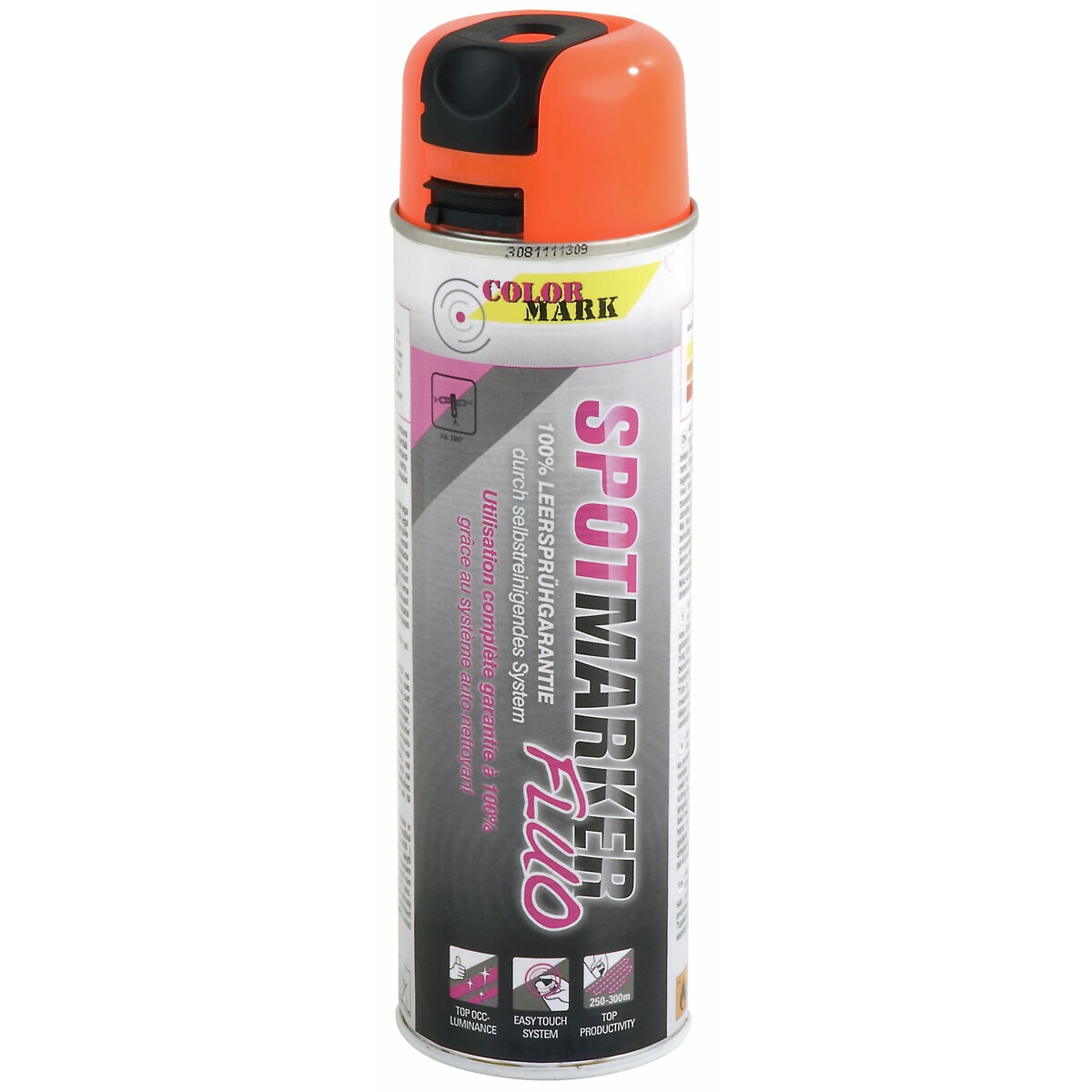 Marķēšanas aerosols 500 ml, oranžā krāsā, fluora plankums