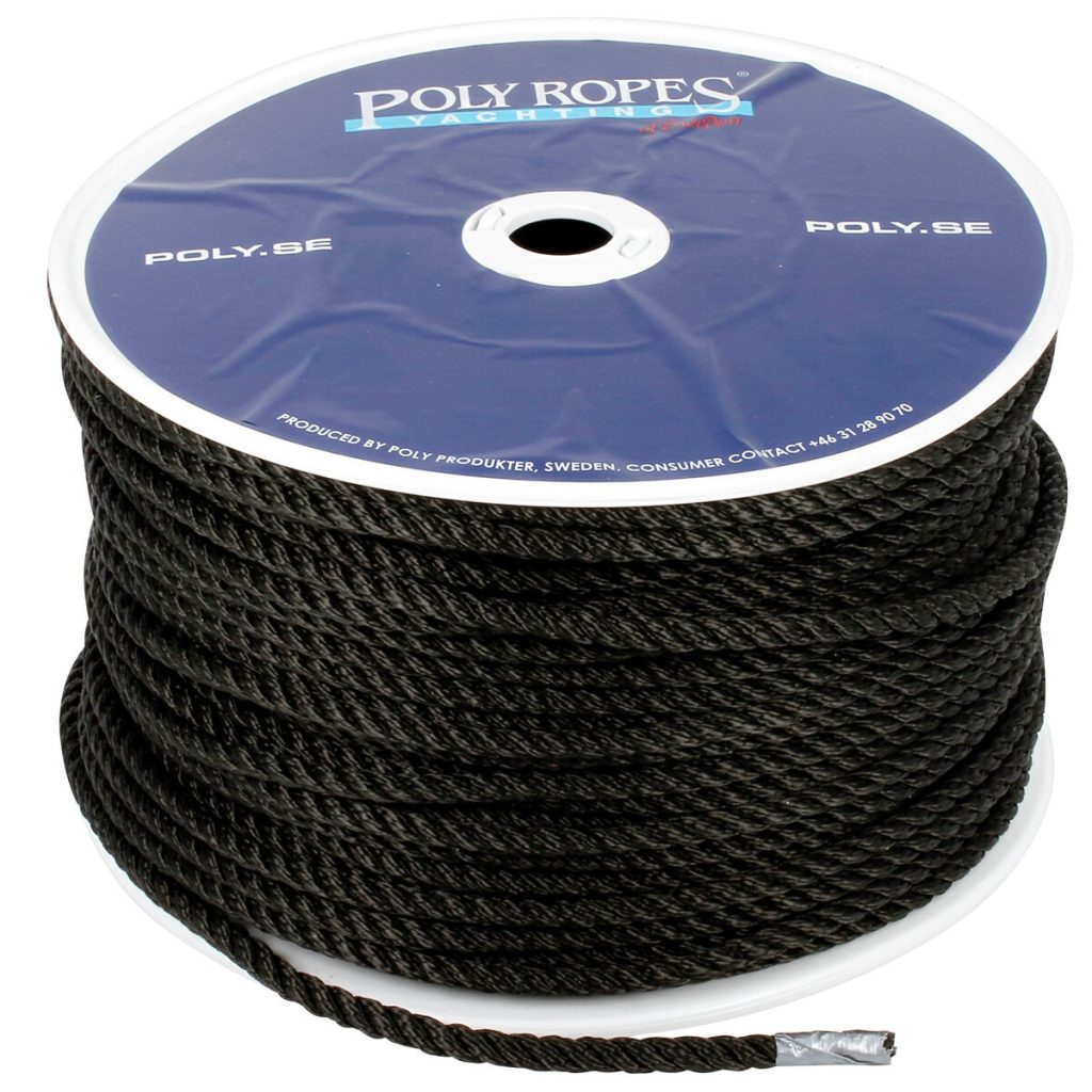 Virve polisoft 8mm 150m melns 870kg