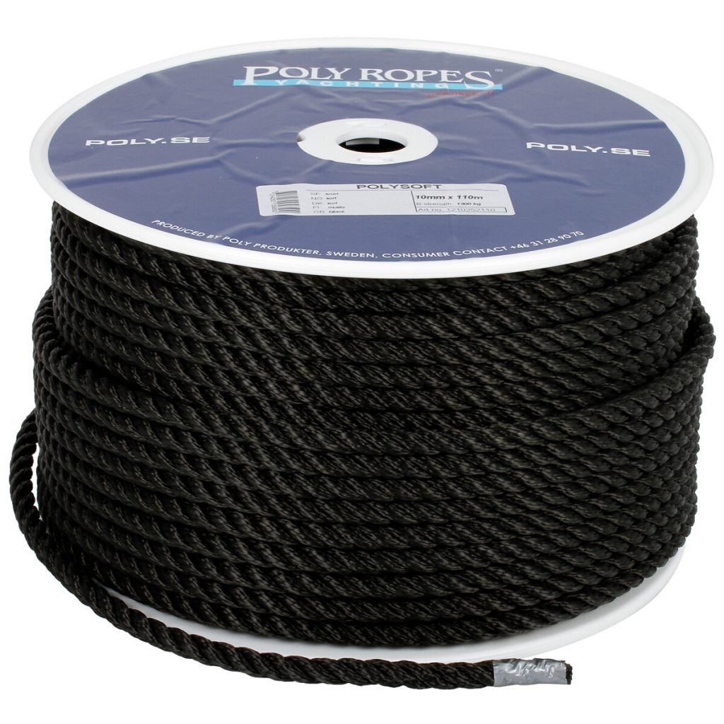 Virve polisoft 10mm 110m melns 1300kg