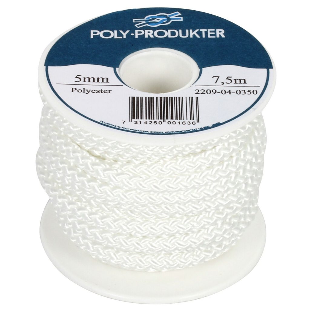 Troses no poliestera 5,0mm 7,5m balts 520kg
