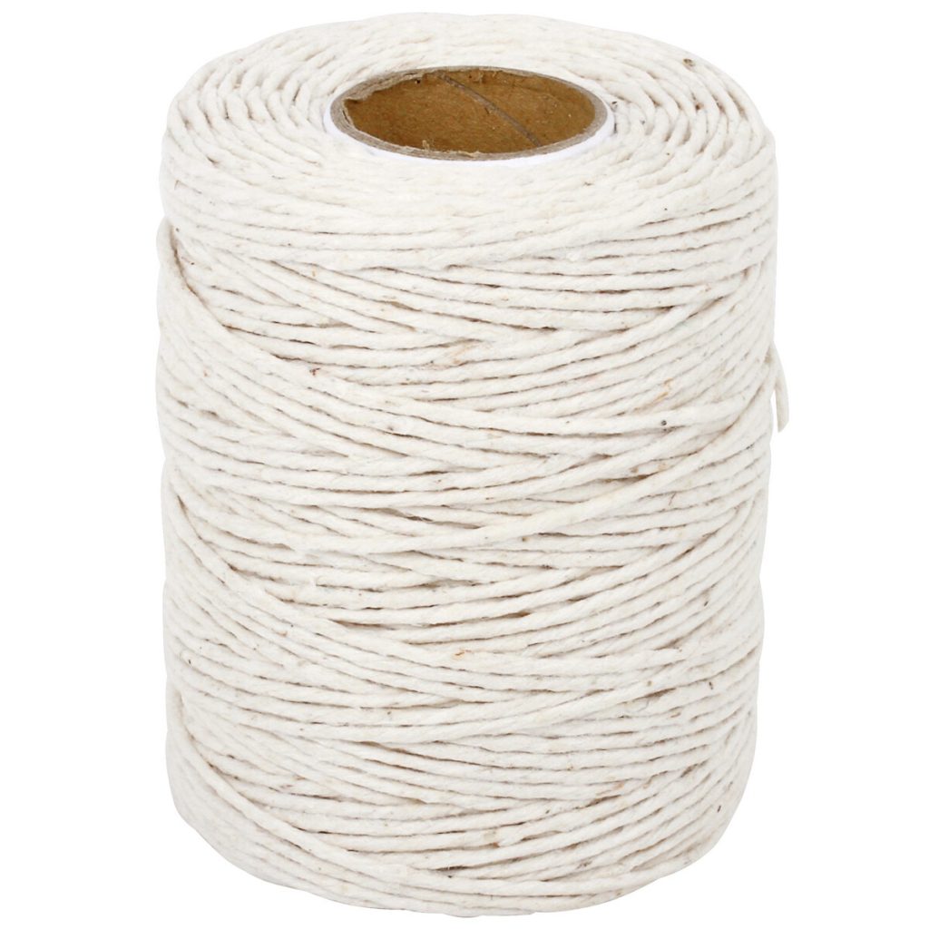 Kokvilnas aukla 1,25 mm, aptuveni 100 m/100 g balts