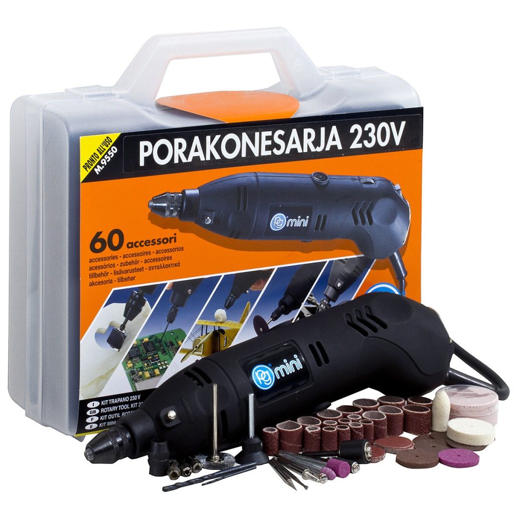 Rotējošo instrumentu komplekts 130 W 230 V + 60 gab. piederumu