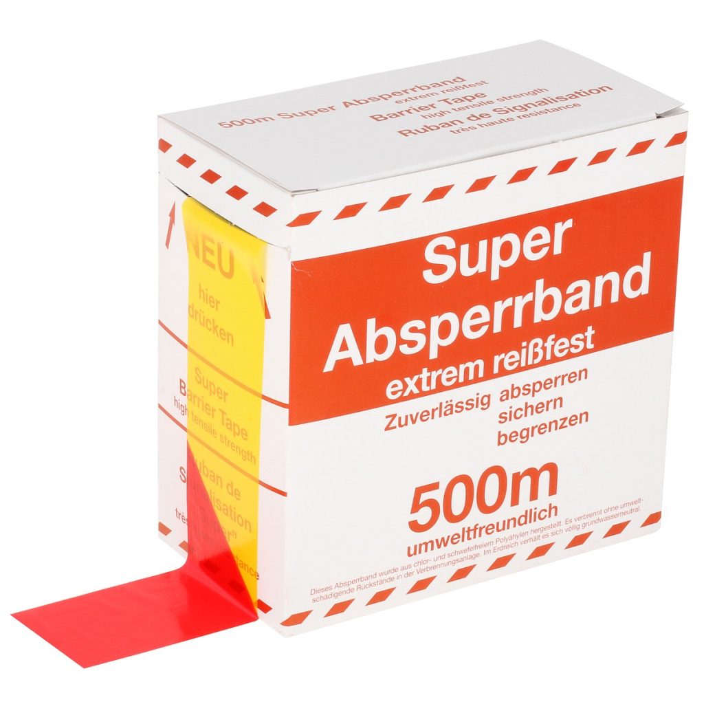 Satiksmes josla 75mmx500m sarkans/dzeltens plastmasa