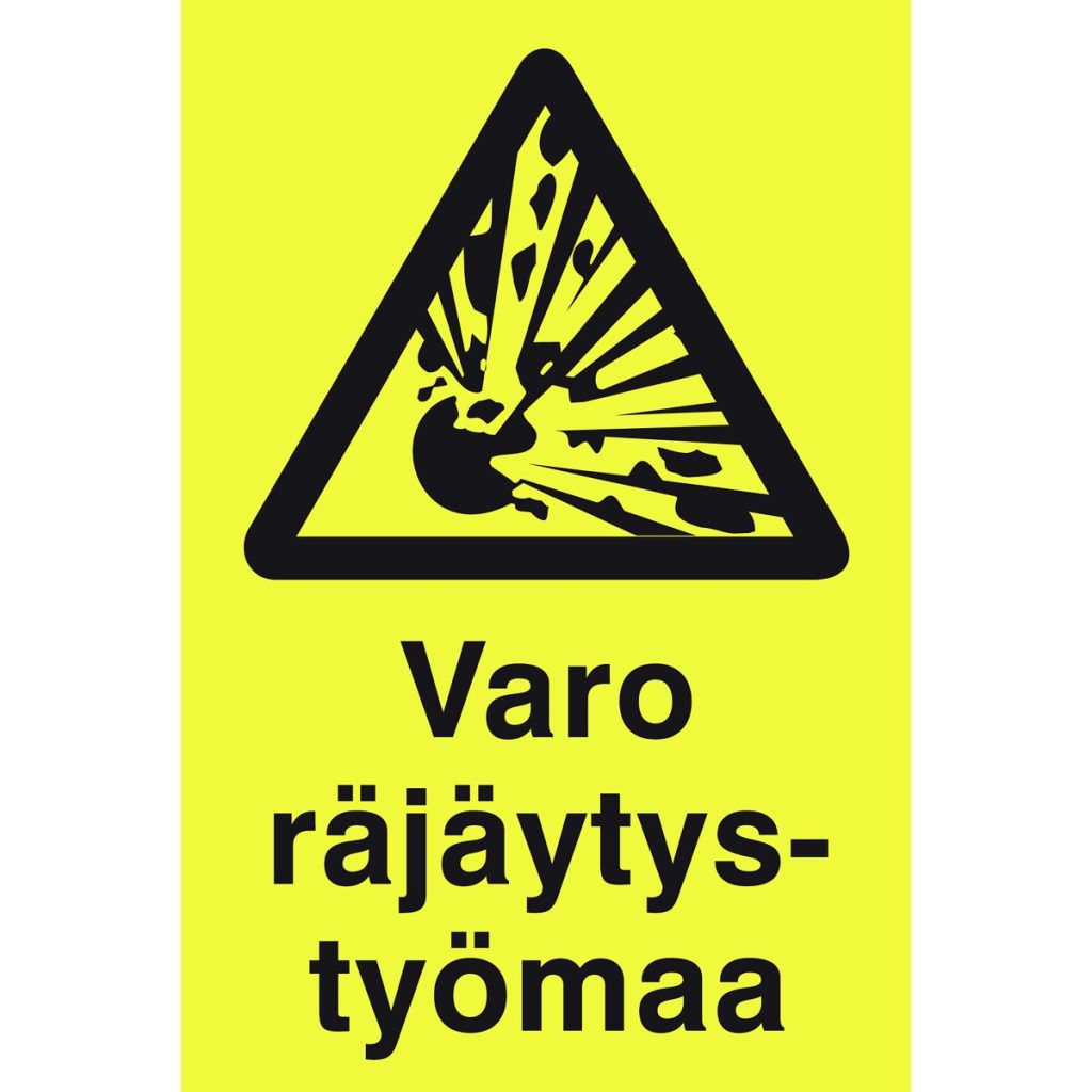Zīme 350×500 varo räjäytystyömaa, plastmasas