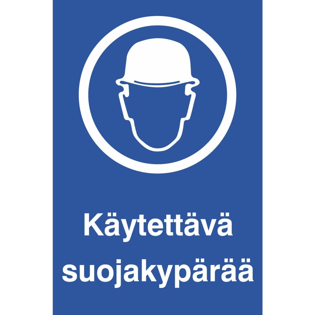 Zīme 200×300 käytettävä suojakypärää, plastmasas