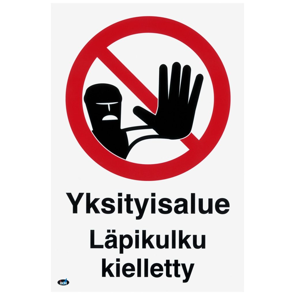 Zīme 200×300 yksityisalue, plastmasa