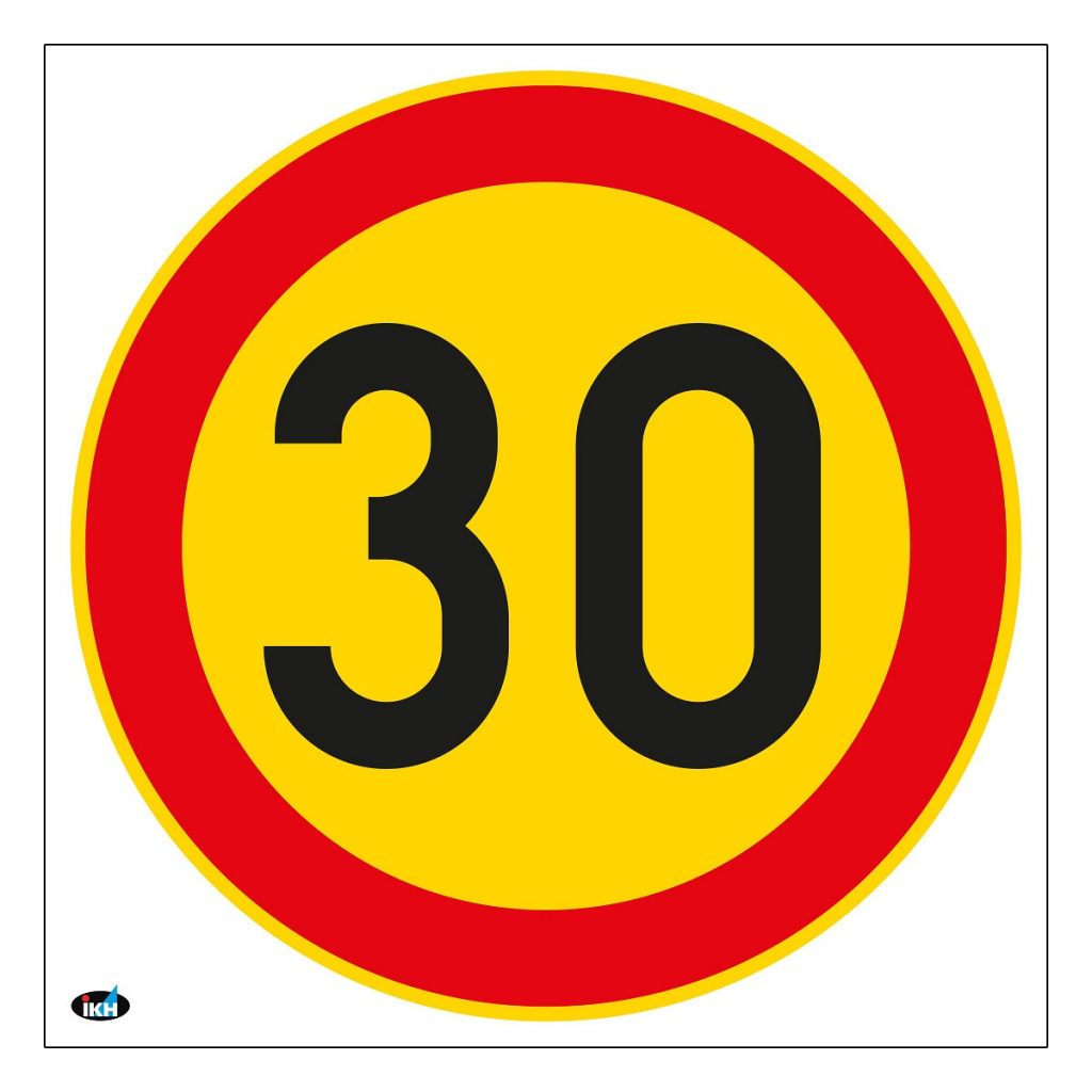 Zīme ātruma ierobežojums 30km/h 200×200 plastmasas