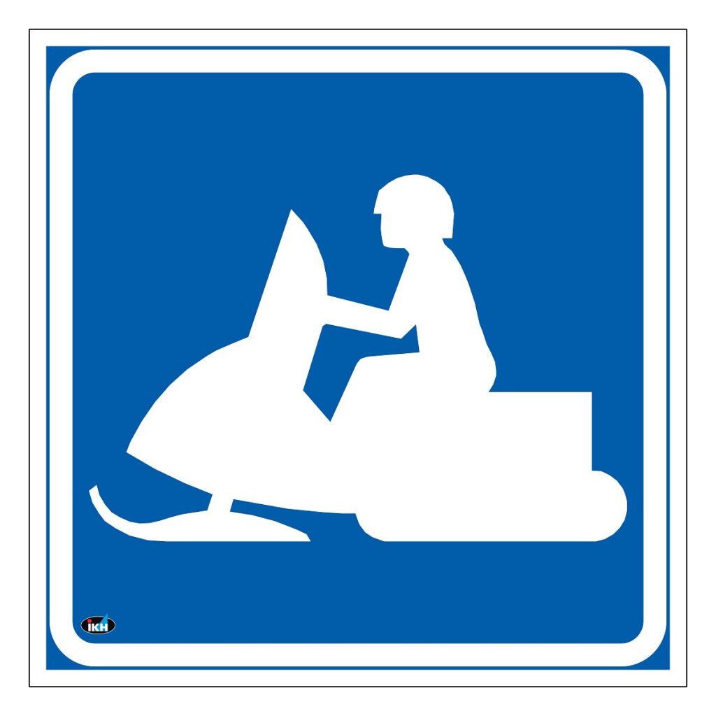 Zīme sniega motociklu maršruts 200×200 plastmasas