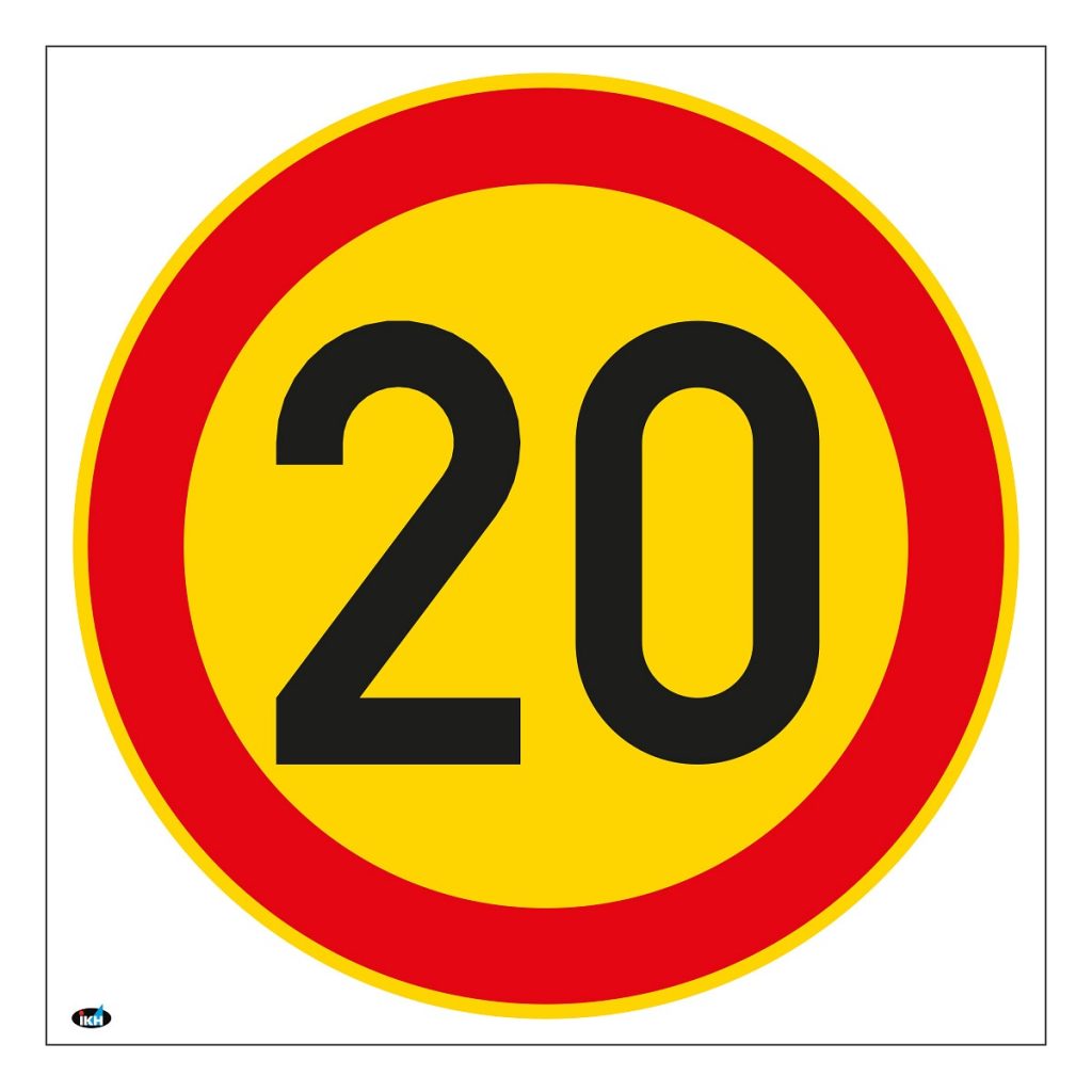 Zīme nopeusrajoitus 20km/h 300×300 plastmasas