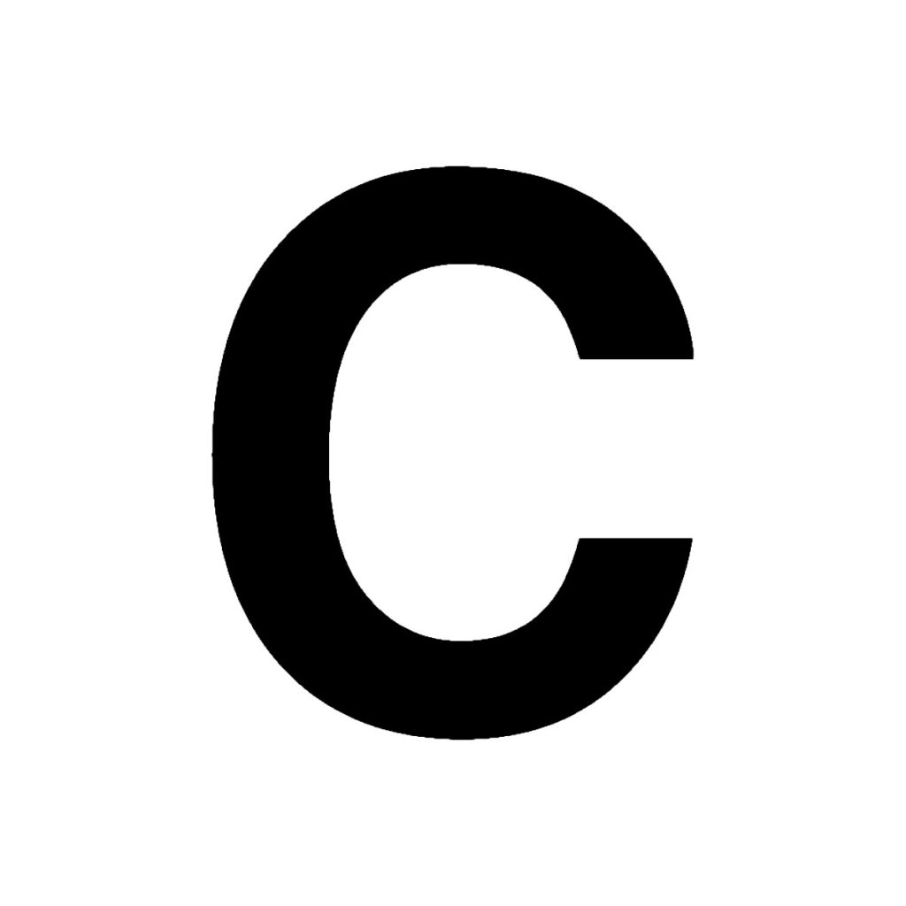 Noņemama c burta 100 mm uzlīme