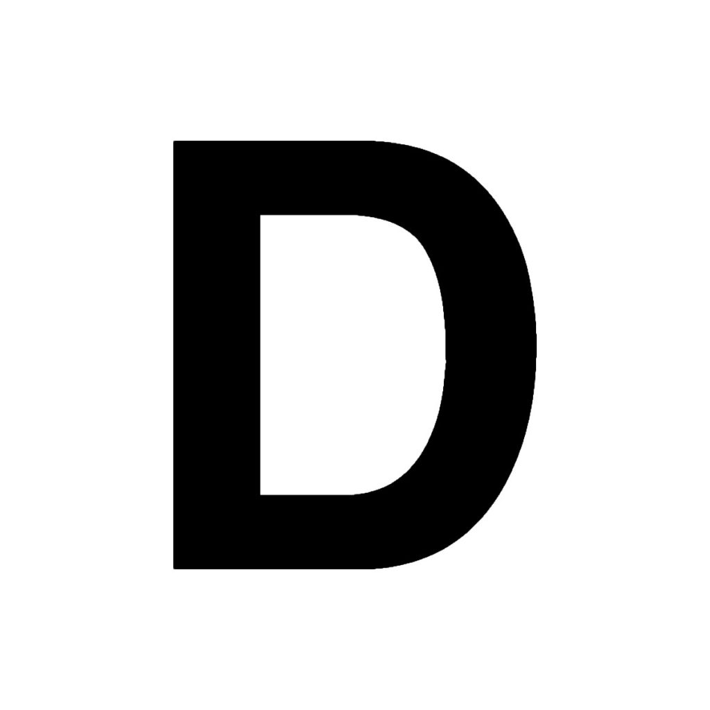 Noņemama d burta 100 mm uzlīme