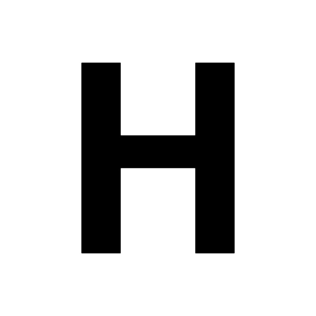 Noņemama h burta 100 mm uzlīme