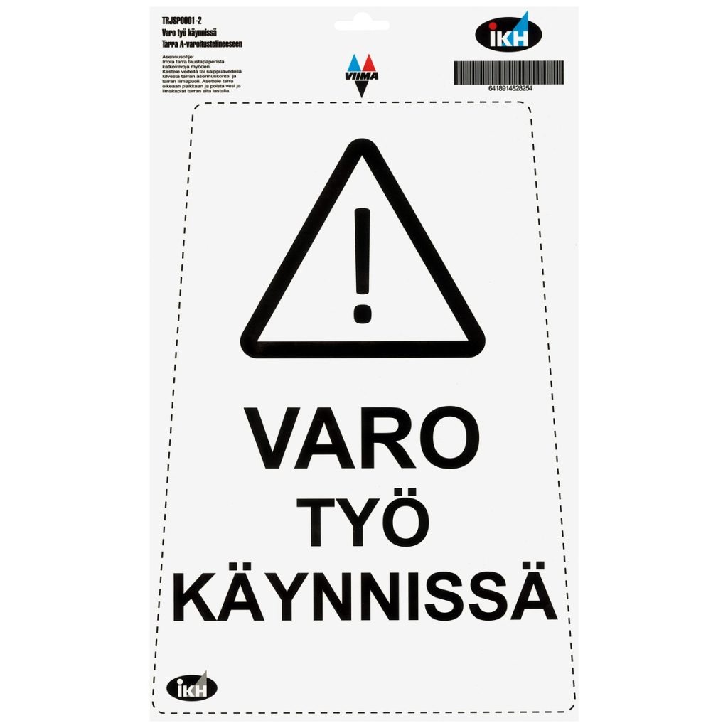 Uzlīme uz a-rāmja zīmes “varo työ käynnissä”