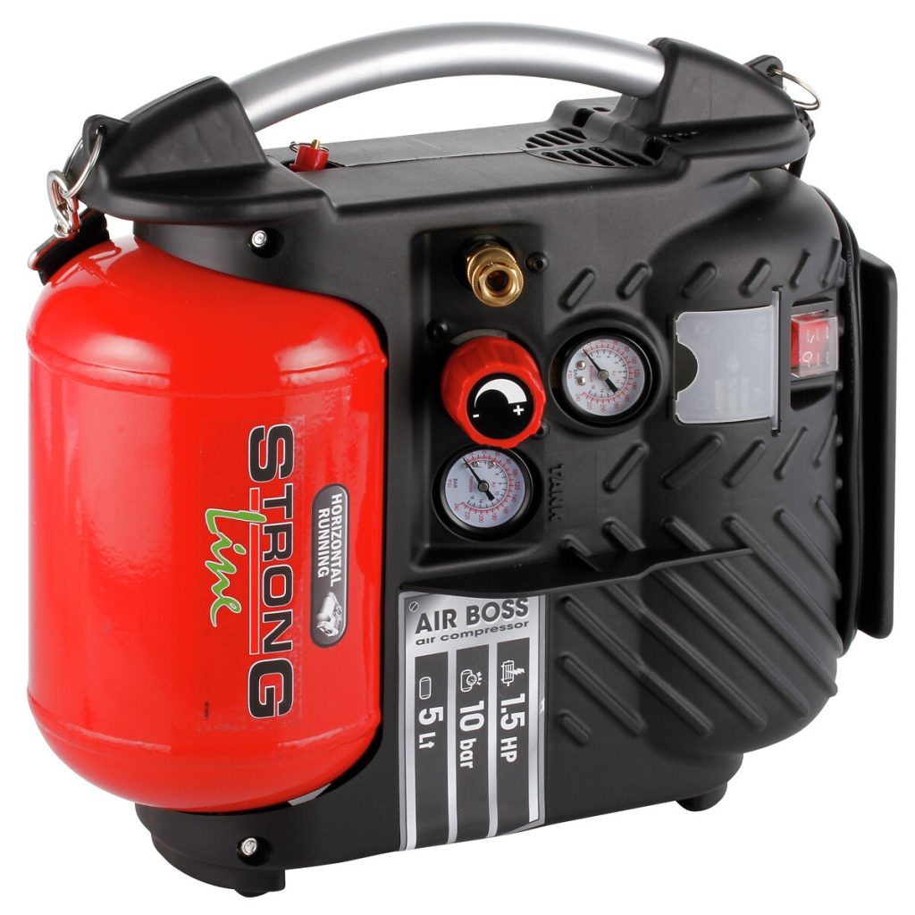 Kompresors 180l 1,1kw 5l bez eļļas pārnēsājamais